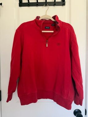 IZOD |Men's Bright Red Quarter-Zip Pullover Sweatshirt -Size L